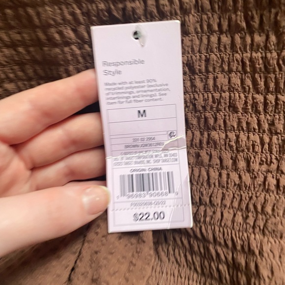 brown off-the-shoulder shirt in size M - Picture 4 of 4